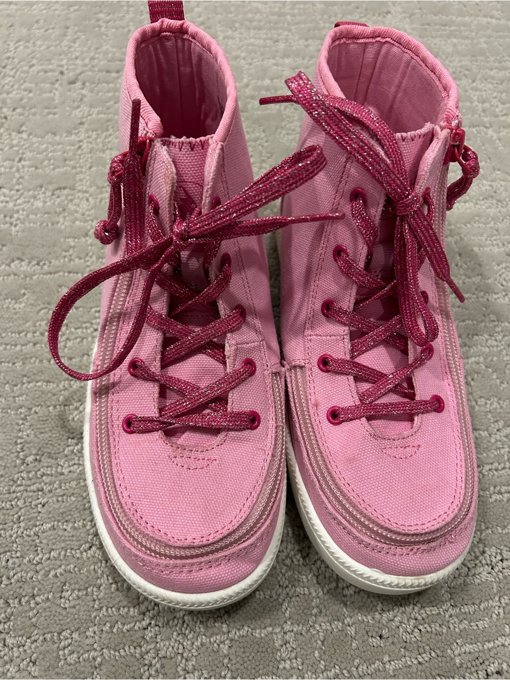 Billy Haring adaptive Pink Canvas High-Top Sneakers with Glitter Laces